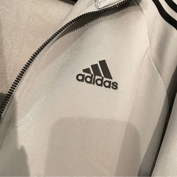 Adidas light gray track jacket/sweater - Picture 2 of 4
